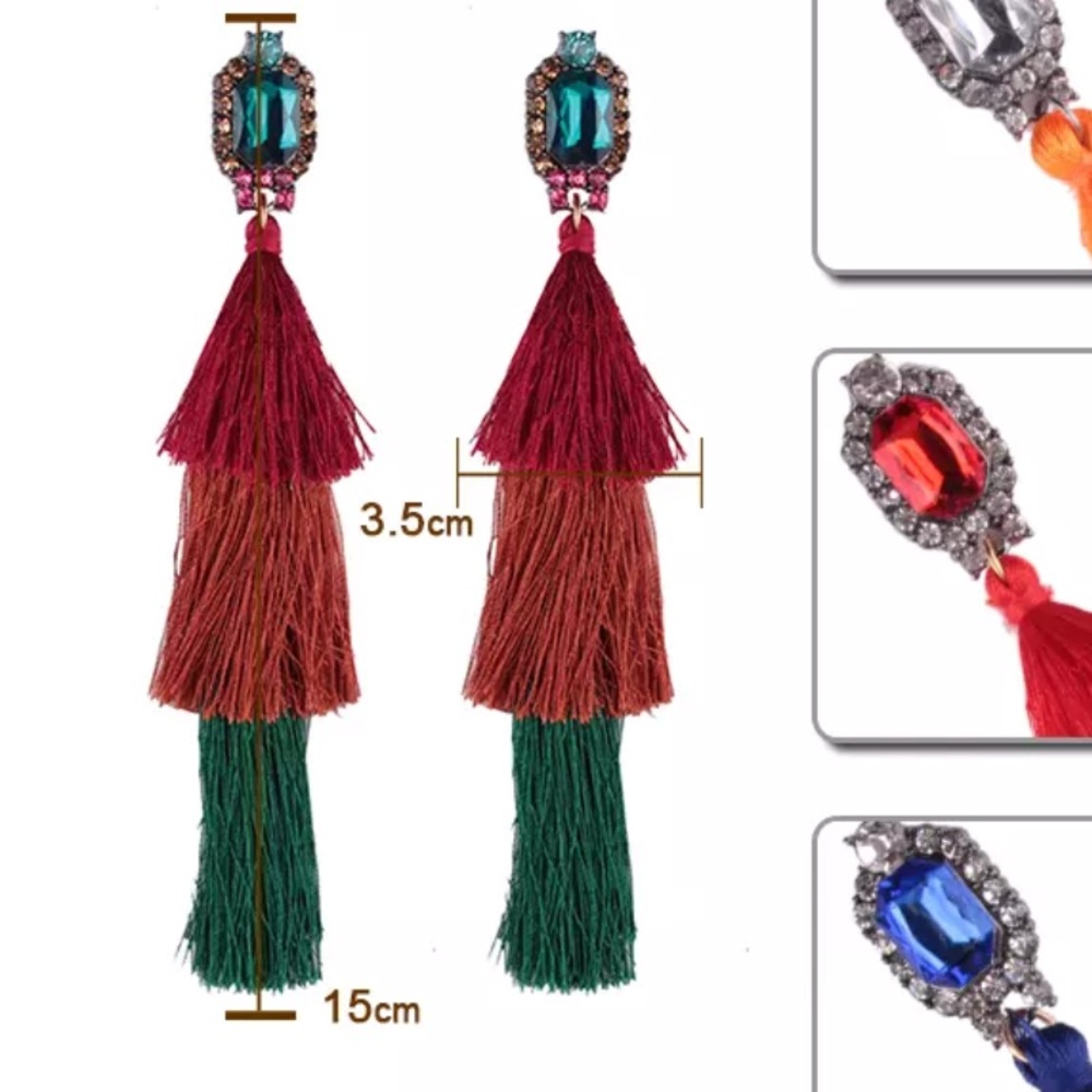 Beautiful MultiColor Tassel Earrings Royalty Jewel